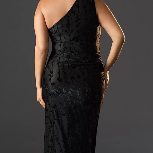 Hutch One-Shoulder Ruched Velvet Dress Pink/Rose/Magenta XL - Picture 8 of 9